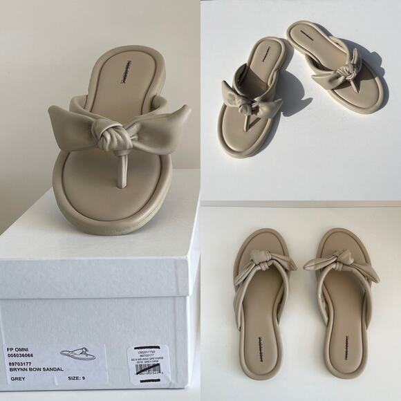 FREE PEOPLE Bow Sandal Brynn Gray Tan Neutral - Picture 1 of 16
